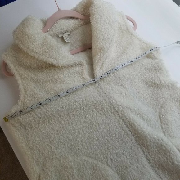 J Jill Cream Fleece Fuzzy Boucle Full Zip Vest - Picture 5 of 6